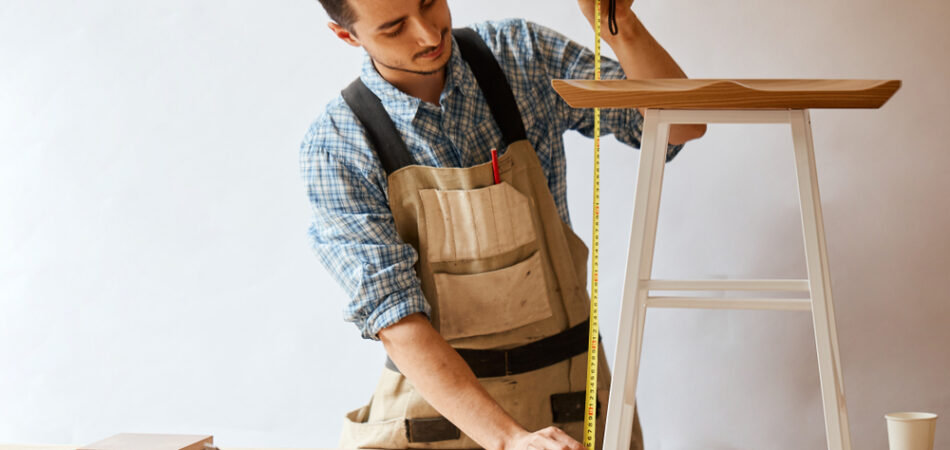 Hand,made,furniture,concept, ,caucasian,male,woodworker,in,apron